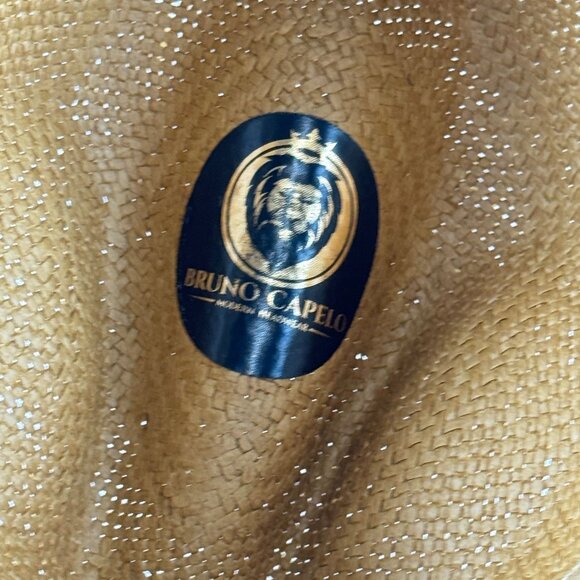 Bruno Capelo  Mens 7.5" 75/8 Straw Amish Hat X-Large Tan & Red Farmer Style - Picture 8 of 12